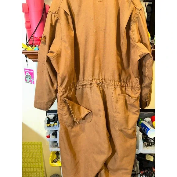 Vintage 60/70s Big Ben Wrangler Brown Duck Canvas Insulated Coverall Scovill  XL - Picture 8 of 11